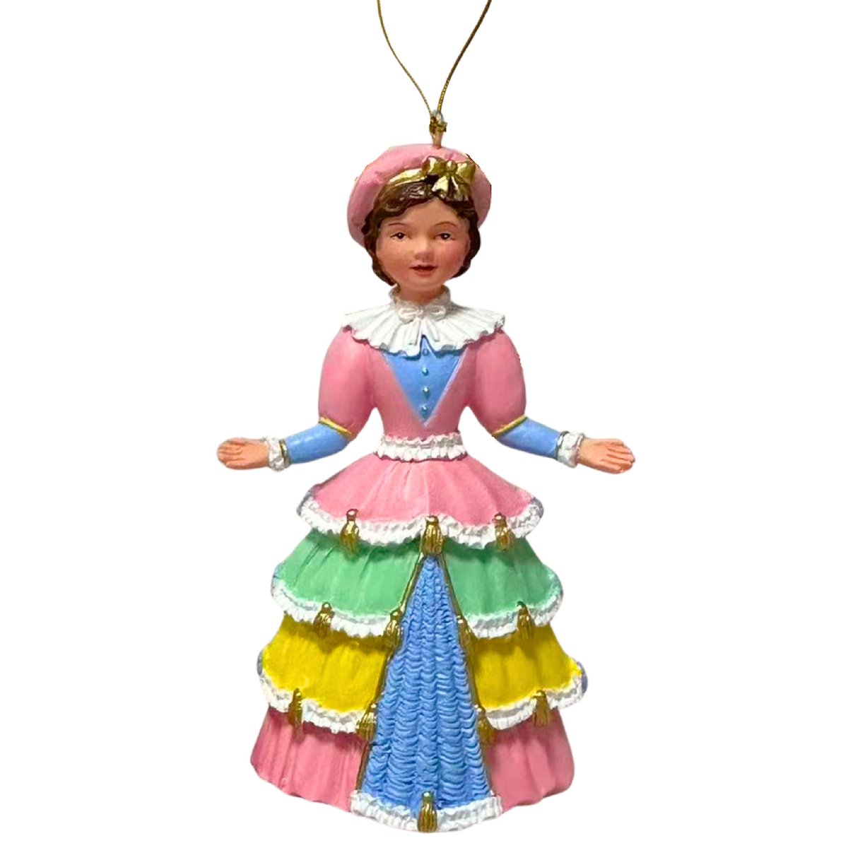 Mother Ginger Ornament Pink and Multicolor with Tiered Skirt 4 Inch